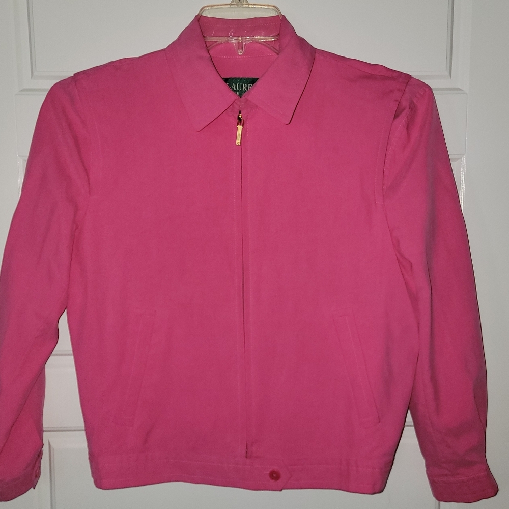 Like New Lauren Ralph Lauren 100% Silk Pink Jacket Small Lightweight - Picture 12 of 16